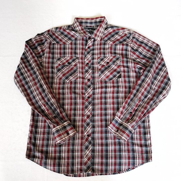 Electric Evolution Men's Red and Blue Plaid Button Up Shirt Large western - Picture 2 of 7